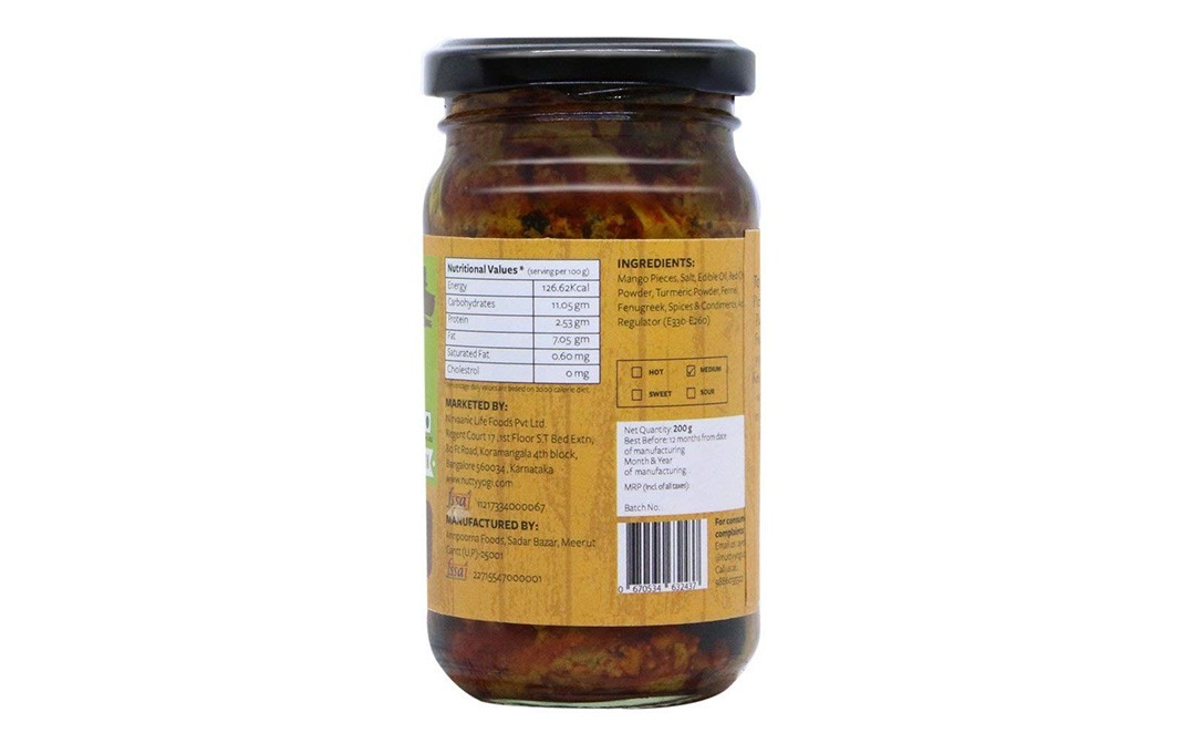 Nutty Yogi Grandma Mango Pickle    Glass Jar  200 grams